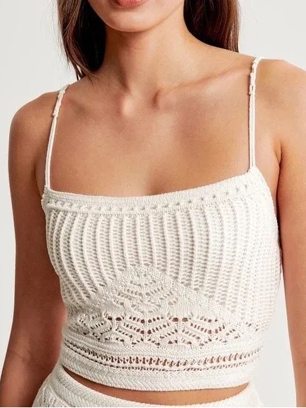 Nwt- Abercrombie & Fitch White Crochet Knit Camisole